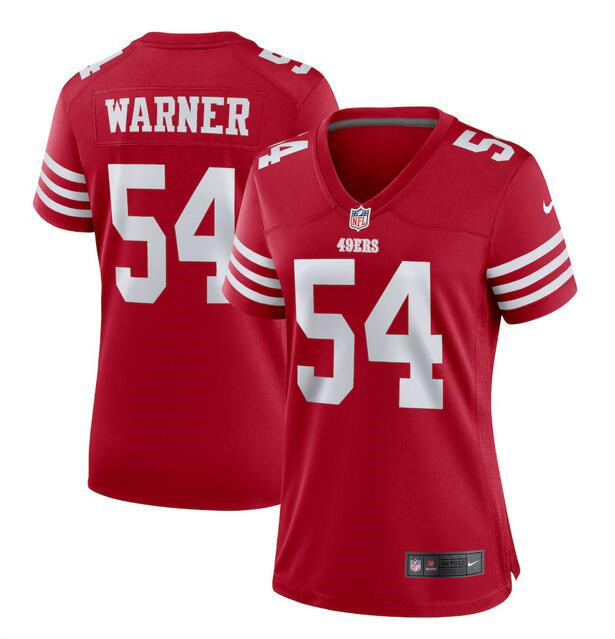 Women's San Francisco 49ers #54 Fred Warner Red Stitched Jersey(Run Small) Women's San Francisco 49ers #54 Fred Warner Red Stitched Jersey(Run Small)